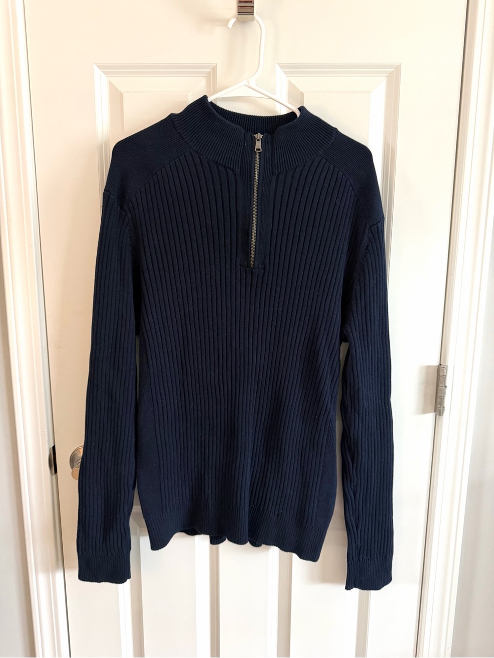 Express Men's Navy Ribbed Quarter-Zip Sweater | Size XL